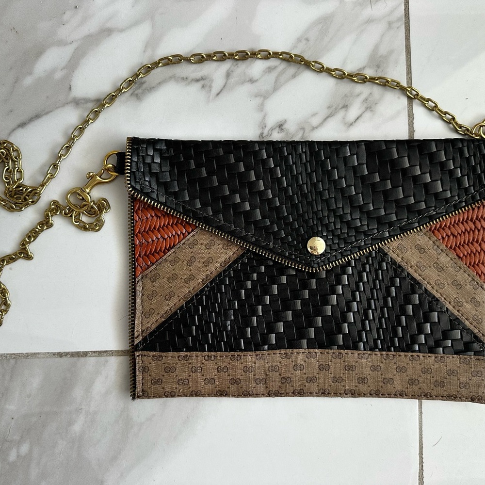 Repurposed Black and Brown Woven bag